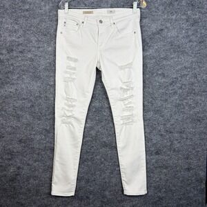 AG Adriano Goldschmied Legging Ankle Jeans White Distressed 29R Skinny Distresse